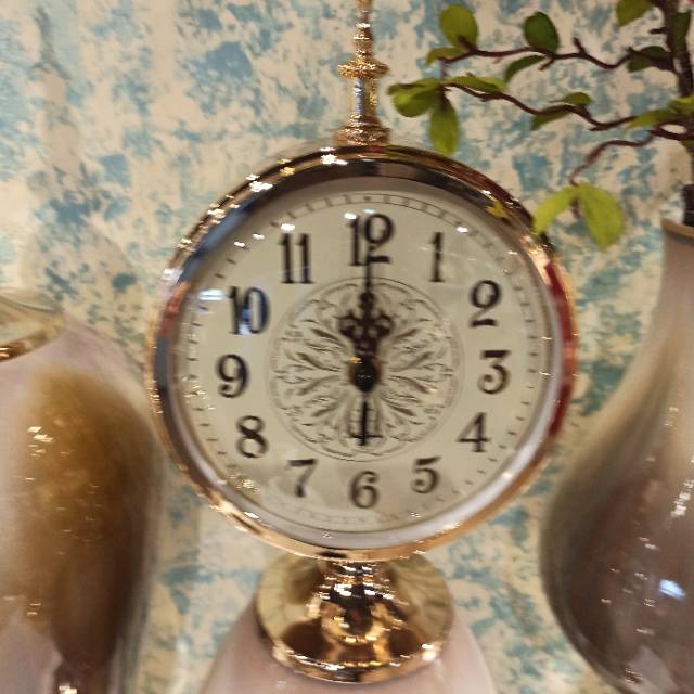 欧式新中式花瓶摆件陶瓷干花装饰客厅茶几摆设变插花花器带时钟细节图