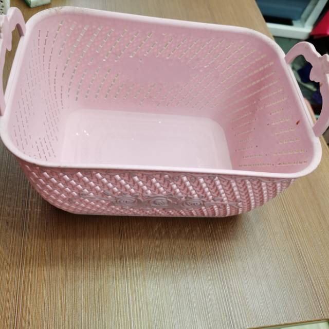 Pink uncapped fruit basket thickened shopping basket plastic framed fruit basket