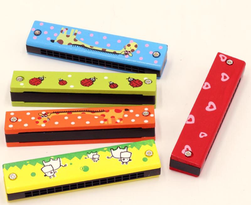 New wood wood 16 hole double row harmonica baby toy educational musical instrument gift for children environmental protection thumbnail