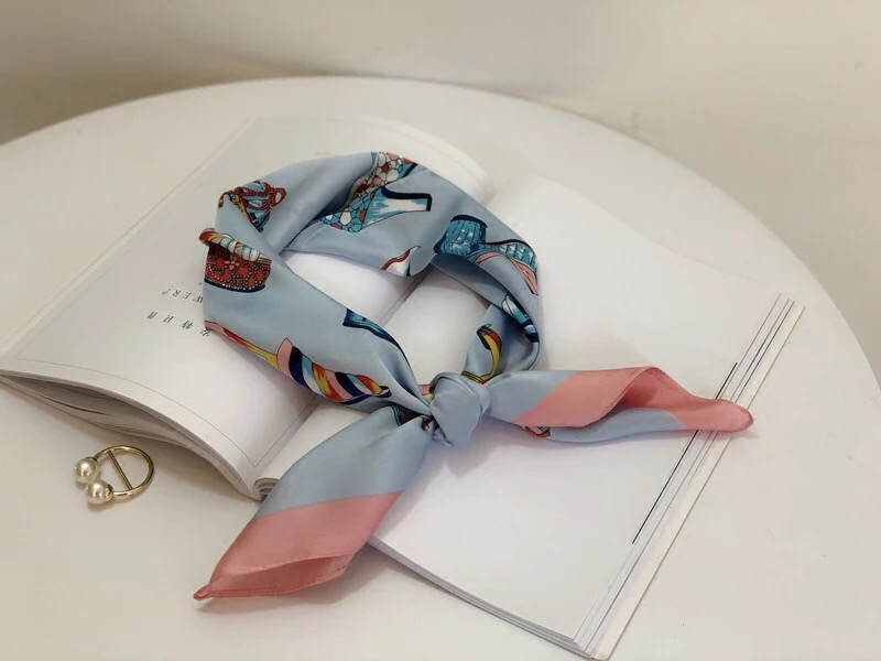 Stylish Silk Satin Scarf on Model