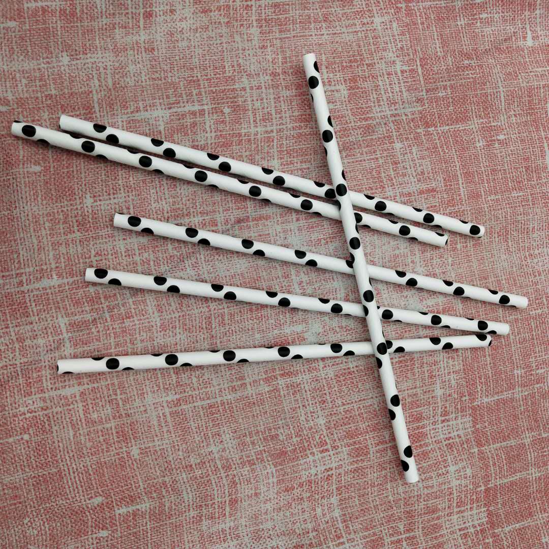 Polka dot paper straws, colorful, eco-friendly and degradable, hotel party and catering paper straws Specification image