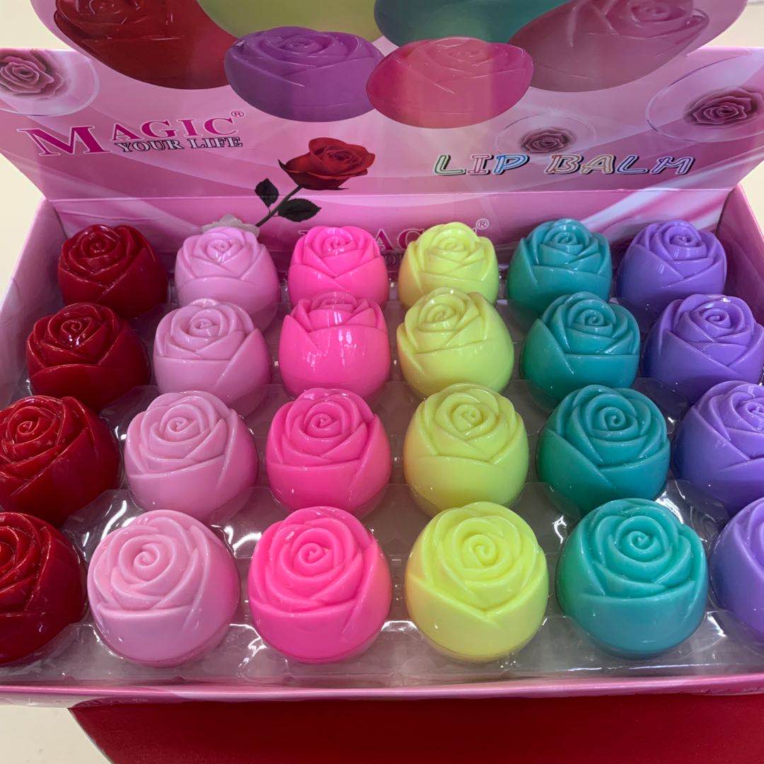 Factory direct sales of candy-colored rose lip balm and moisturizing lip balm, moisturizing and cute