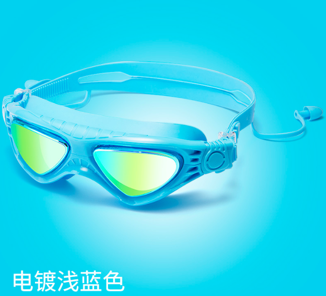 2020新款儿童电镀高清防水硅胶泳镜连体耳塞