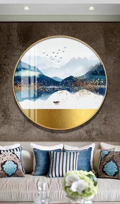 Hot style sitting room dining room sofa background crystal porcelain painting porch hanging picture round fortune thumbnail