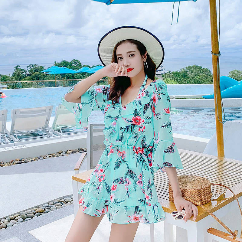 泳衣女三件套新款超仙比基尼分体性感遮肚显瘦保守游泳衣细节图