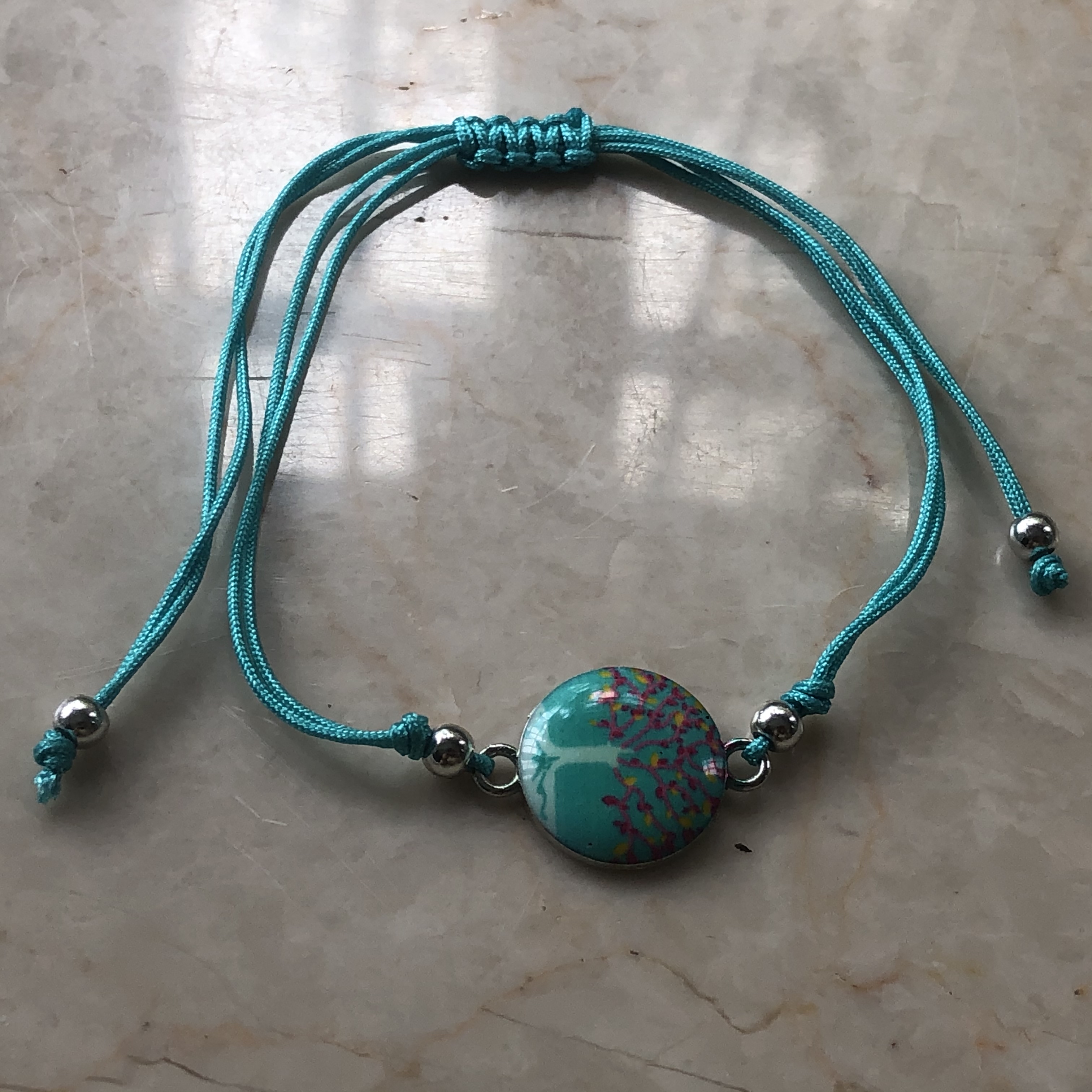 欧美复古天然海洋石手链串珠天然石编织纯手工