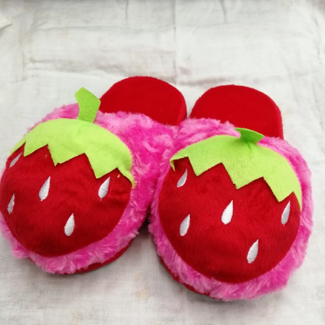 Strawberry 3D Three-Dimensional Cute Cartoon Autumn Winter Warm Plush Home Cotton Slippers