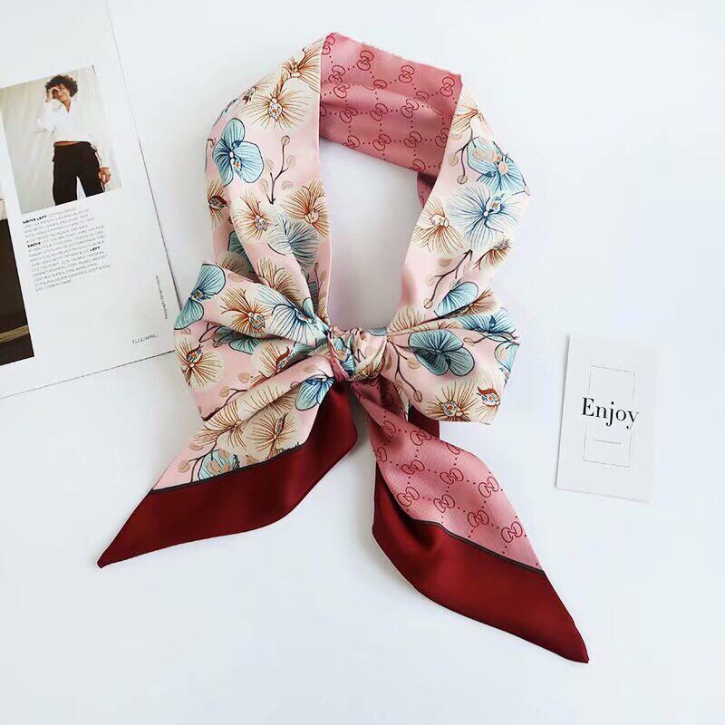 Ladies Fashion Trend Casual Everything Simple Silk Flower Scarf Scarf