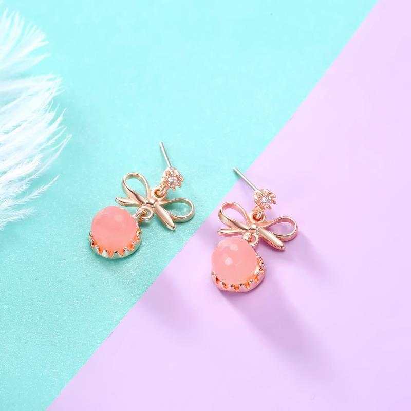 Original bow earrings, resin with diamonds, copper, real gold and silver needles, elegant stud earrings, Korean-style earrings details Picture