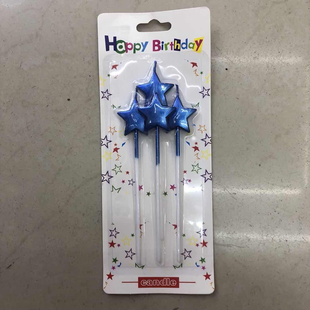 蛋糕装饰用品星星爱心形蜡烛无烟无泪镀金色派对网红蜡烛混装