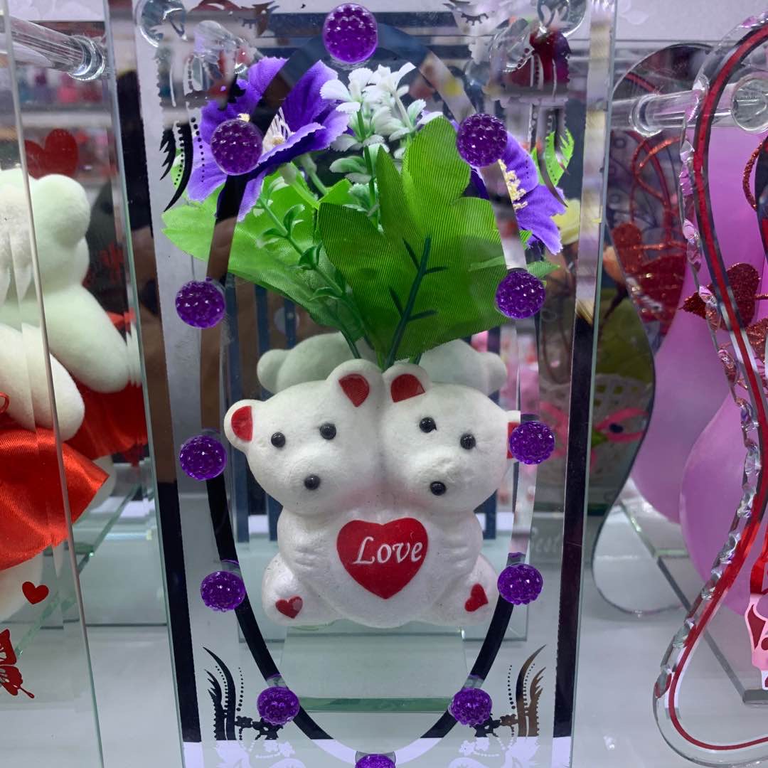 玻璃花插玻璃外框玻璃瓶玻璃制品工艺品手工艺品摆件小熊