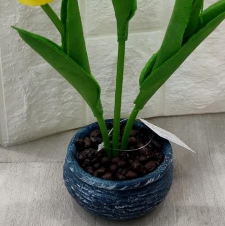 黄色郁金香仿真绿植盆栽家居书桌摆件细节图
