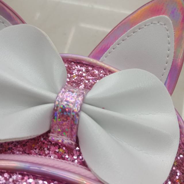Girls Light Pink Backpack Bow Backpack Cute Sequin Baby Student Backpack details Picture