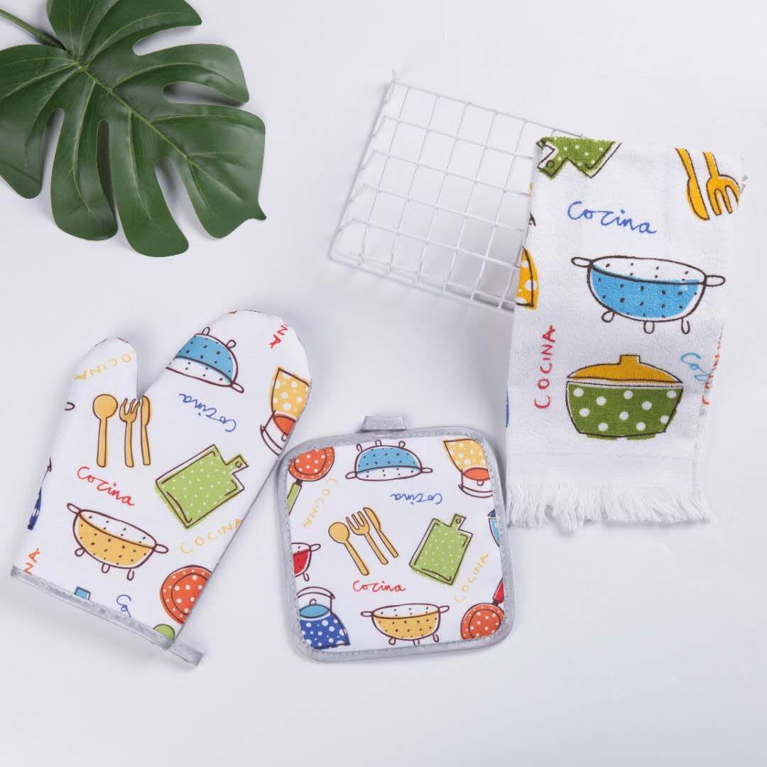 Microwave Gloves Vegetable And Fruit Tableware Pattern High Temperature Insulated Kitchen Household Heat Proof Oven Oven For Oven Baking Specification drawing