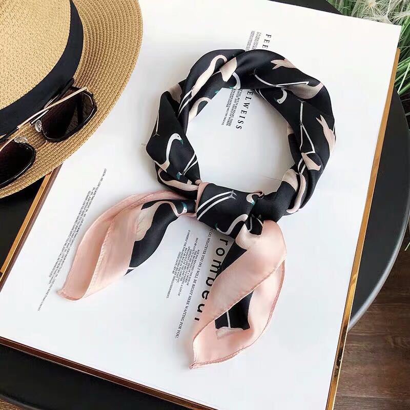 Autumn Style Fashion Square Scarf South Korean Small Scarf Everything Decorative Small Scarf Thin Black Small Neck
