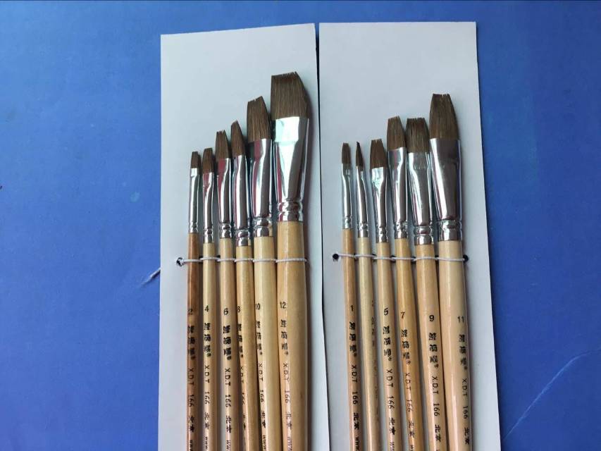 166狼毫套装画笔水粉油画水彩画笔 可贴牌定做扁头画笔详情图1