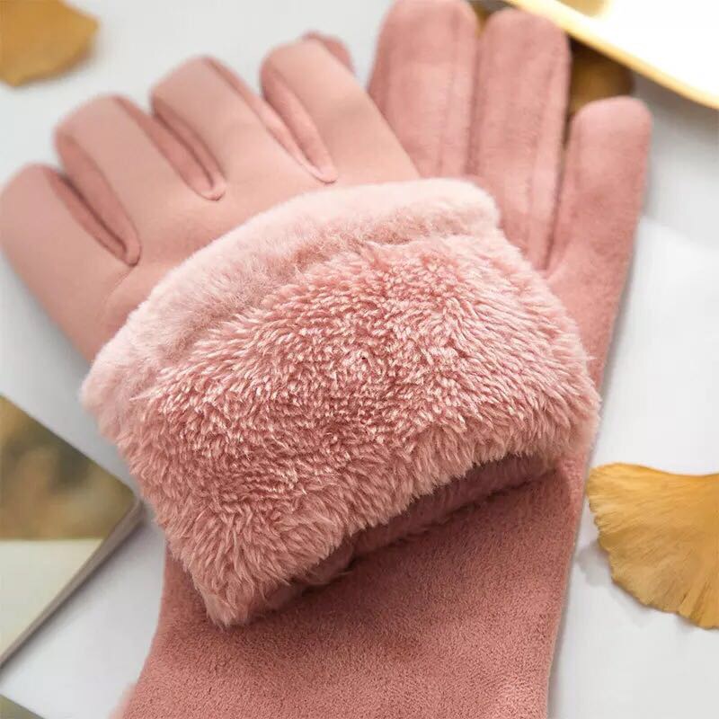 Wholesale Korean version winter women's suede touch screen mobile phone warm gloves with fleece for outdoor warmth details Picture