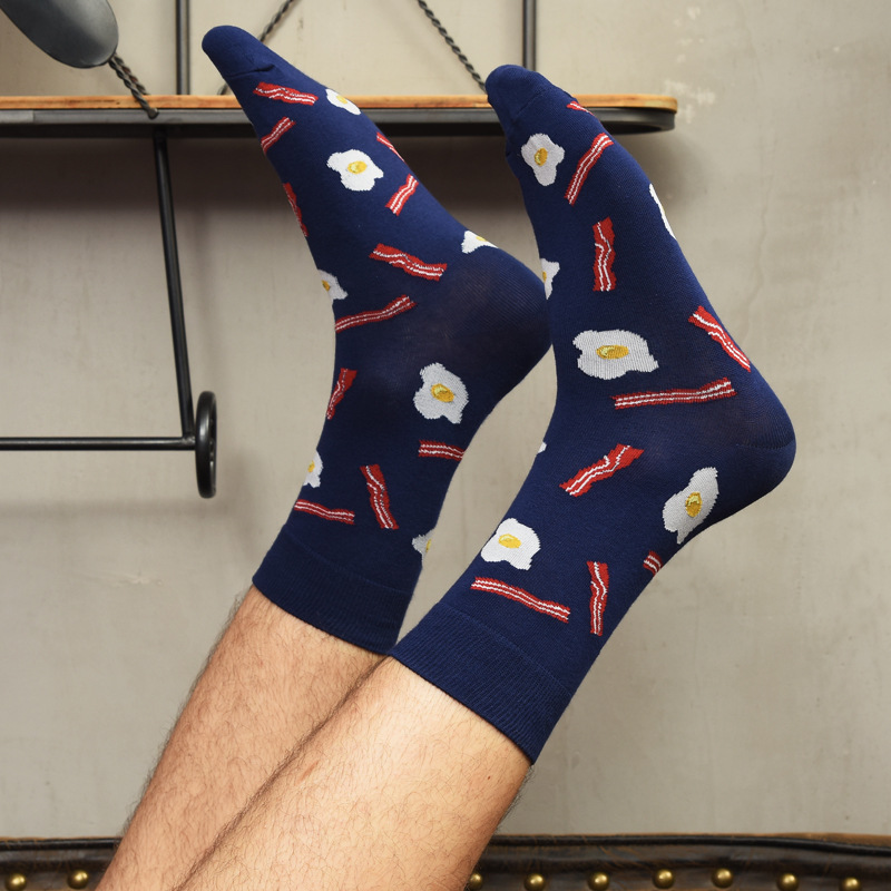 All-men's all-cotton creative and fun socks, mid-calf European and American trendy socks for export details Picture