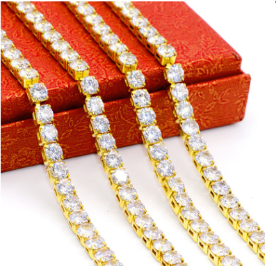 Intensive zircon claw chain 2.5mm brass bottom three hole white flat bottom zircon claw chain thumbnail
