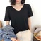 莫代尔短袖t恤女新款韩版网红V领宽松半袖T恤上衣白色打底衫产品图
