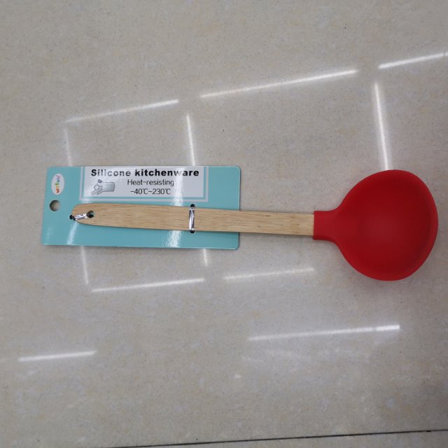 硅胶勺2514铲不粘锅专用炒菜场之家用汤勺耐高温木柄硅胶锅