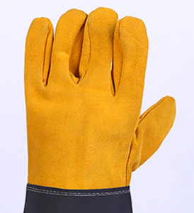 牛皮电焊手套防烫隔热焊接半皮手套二层牛皮革袖焊工手套详情图3