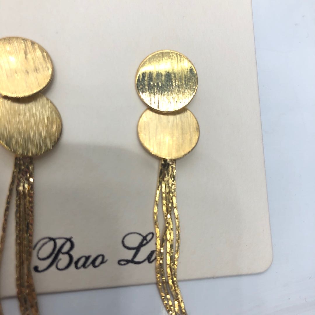 金属圆片流苏耳环2019新款潮韩国气质长款耳坠个性时尚网红耳饰细节图