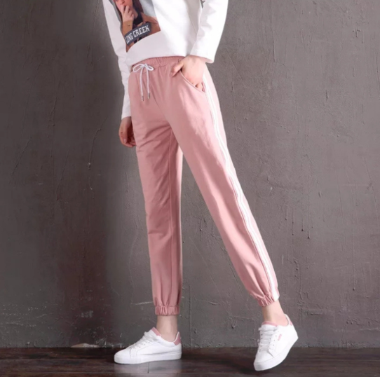 High-quality Harajuku summer sportswear casual pants for female students, Korean-style slim-fit elastic thin loose fire ins tight-fitting pants