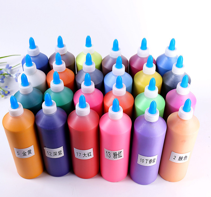 厂家现货供应500ml丙烯水彩搪胶水粉颜料儿童美术颜料产品图