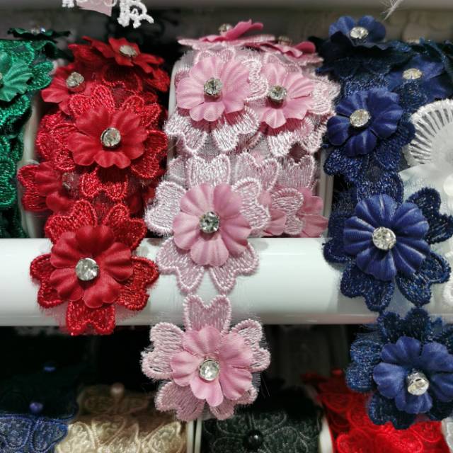 With Diamond Multicolor Lace Accessories Handmade Diy Dress Skirt Ornaments Glass Vase Fabric Decorative Floret details Picture