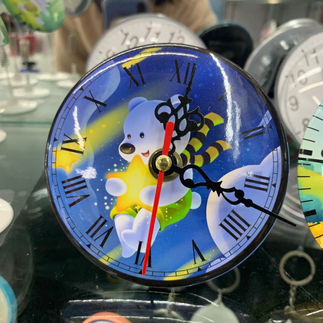 两层玻璃紫色圆盘闹钟可定制图片