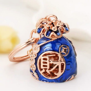 Chinese-style creative premium car keychains, cute Korean key chains for women, wealth-bringing, peace and good fortune bags, schoolbag pendants
