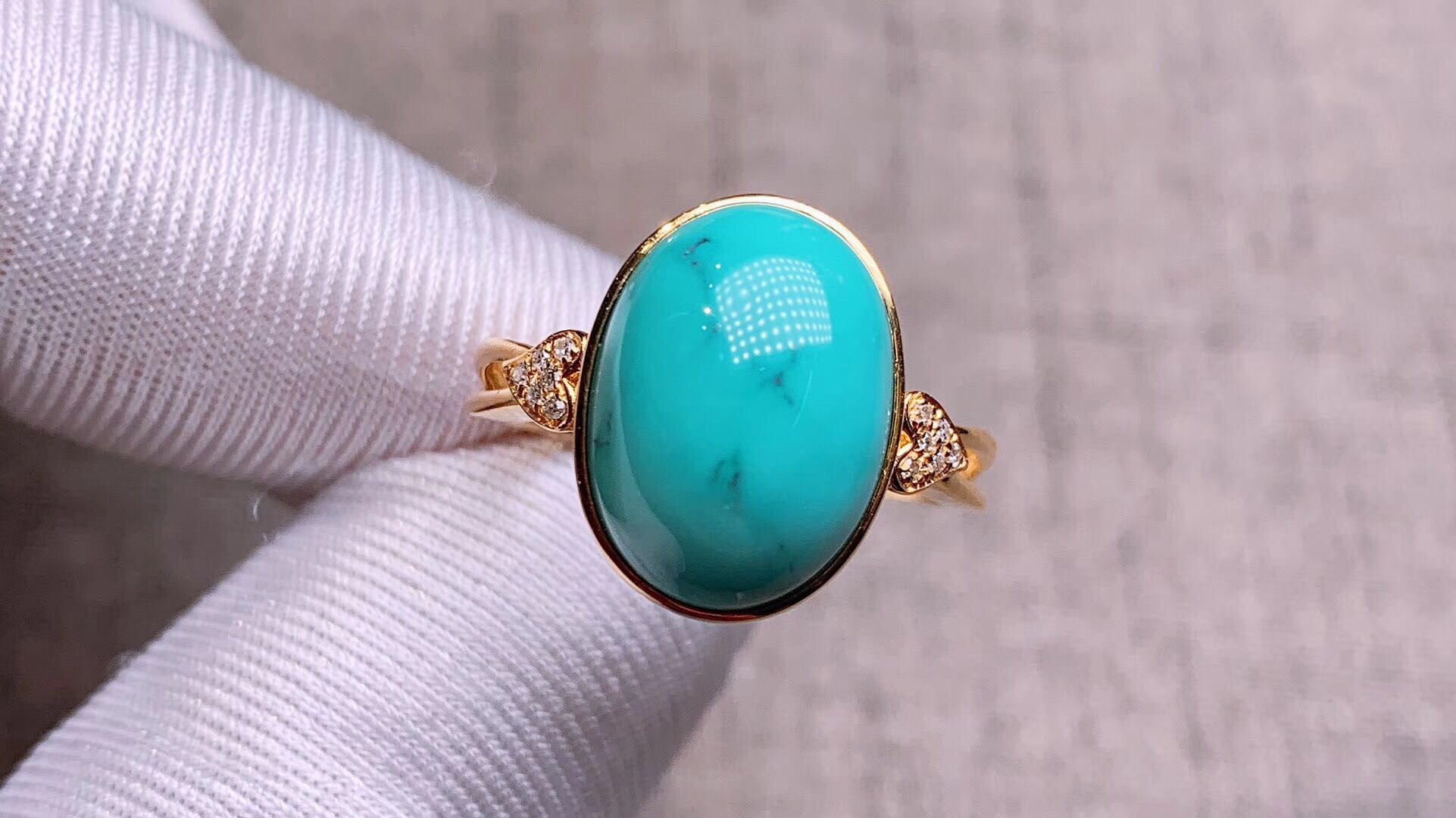 7-6 Original high-quality porcelain 18k turquoise ring for men and women, Xiangyu 00066 Specification image