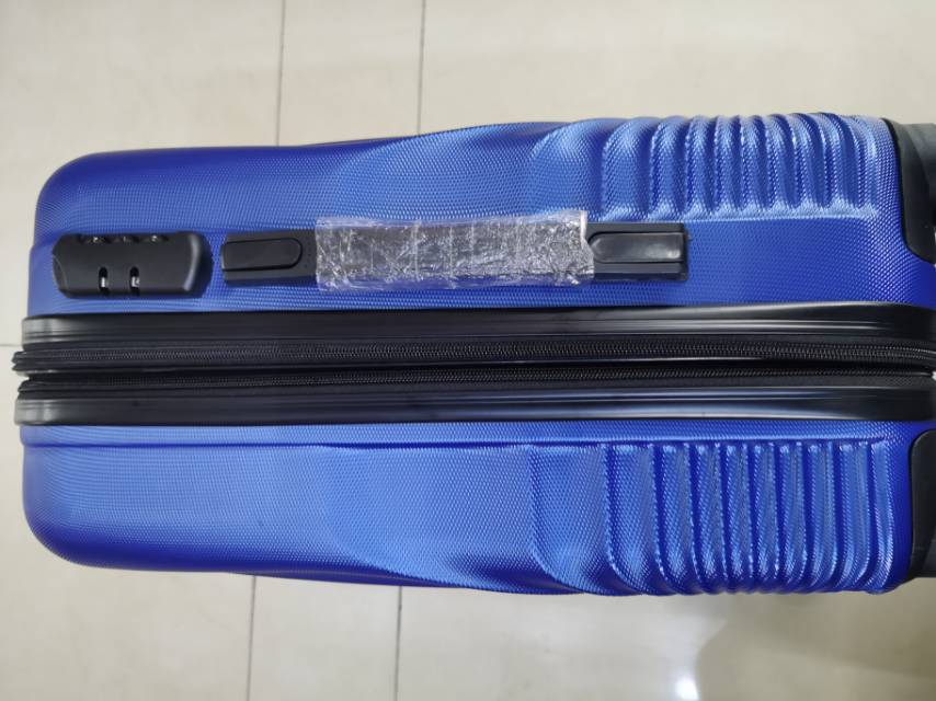 Blue matte double-zipper suitcase details Picture