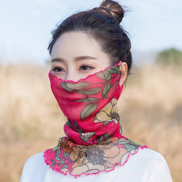 neck wrap for women spring and autumn cervical warm silk scarf cover face hanging ear veil variable neck cover head small scarf neck set