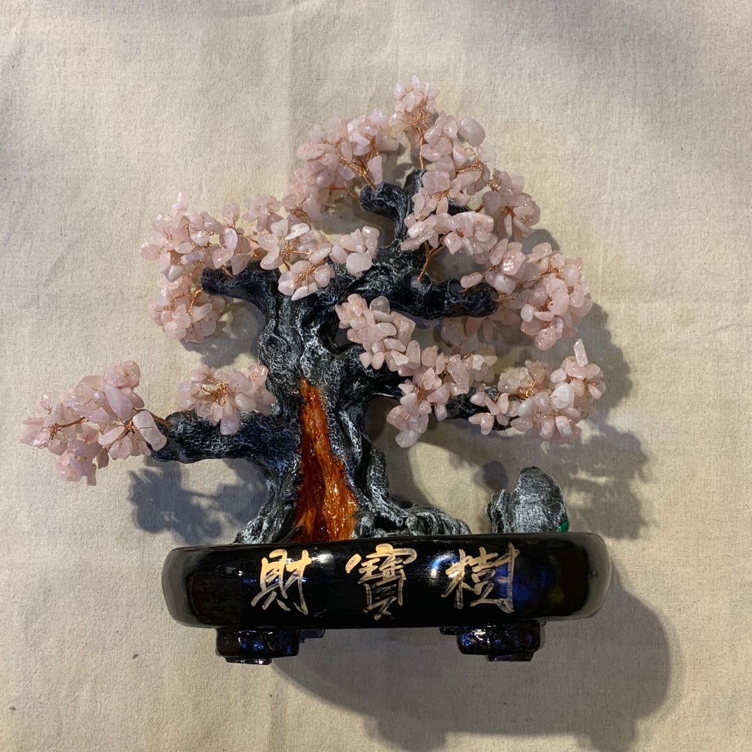天然粉水晶财宝树 进口商品  进口摆件  进口工艺品