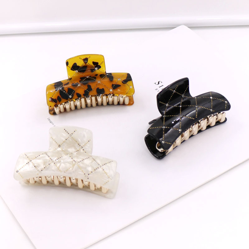 New Large Rhinestone Acetic Acid Plate Inlaid With Diamond Steel Ball Hairpin Vertical Clip Grab Clip Headwear