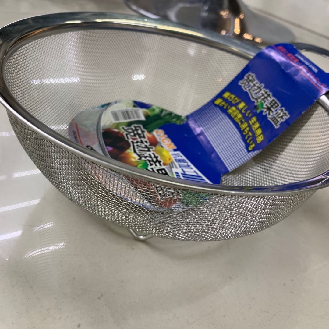 不锈钢米篮洗菜篮沥水篮淘米 圆形水果篮子厨房沥水篮子细节图