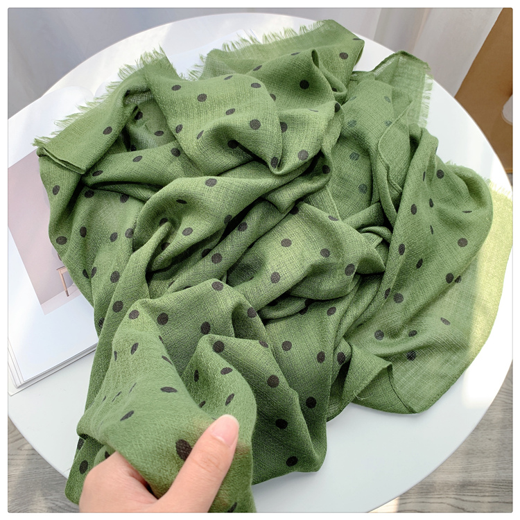 Women's Fashion Trend All Match Warm Polka Dot Cotton And Hemp Scarf Specification drawing