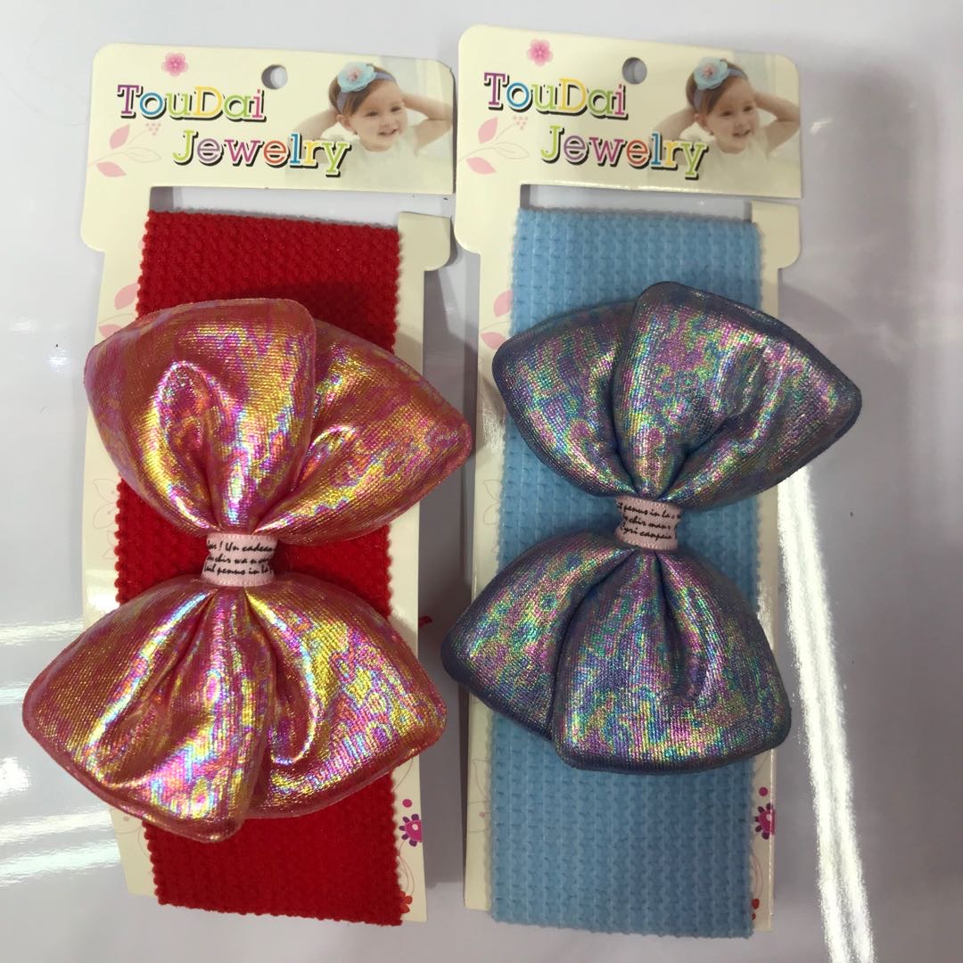 Factory direct sales and wholesale of Korean-style creative and simple children's hair clips, laser pink and colorful bows