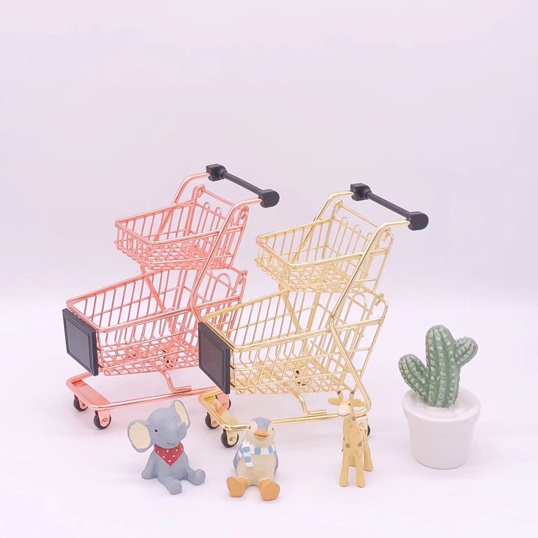 Children's mini supermarket shopping cart girl small metal imitation cart small pieces of furniture for the family toy car iron thumbnail