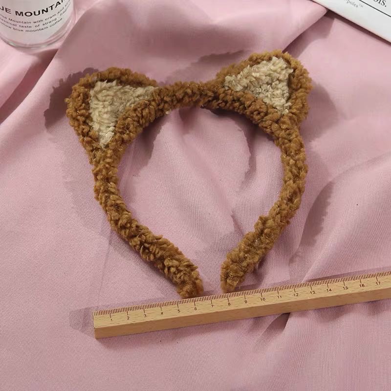 爆款束发带卡通羊羔毛猫耳朵发箍绑头发发箍细节图