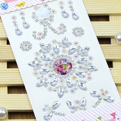 Manufacturers Custom Acrylic Diamond Rhinestones Diy Mobile Phone Office Supplies Children Stickers Resin Flower Drop Diamond Stickers details Picture