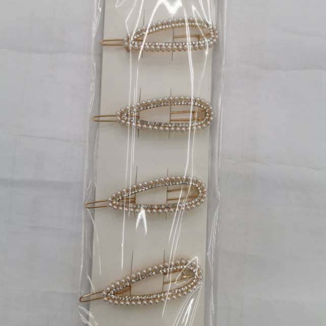 New type rhinestone pearl is tie-in elliptic one word clip alloy hairpin headdress ACTS the role of small and fresh style thumbnail