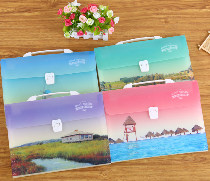 A4风琴包糖果色多层试卷包手提公文包文件袋