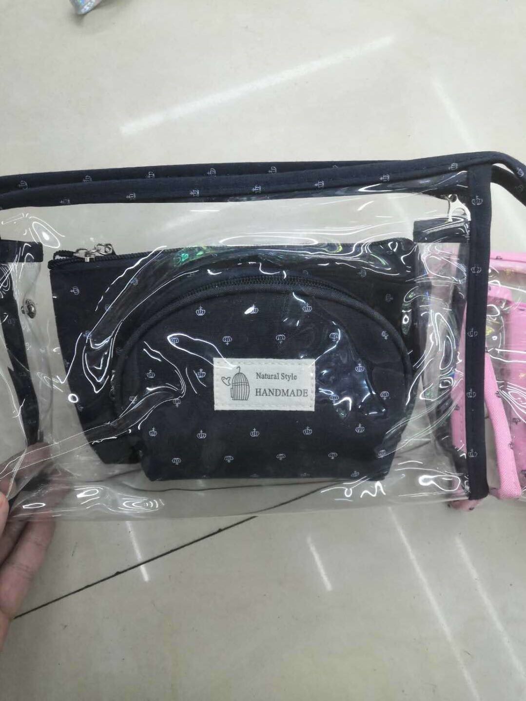 Waterproof Transparent Travel Makeup Bag Small Korean Version Large Capacity Wash Bag Storage Bag Storage Bag Three Pieces details Picture