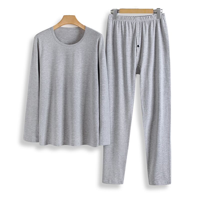 Men's Lycra Cotton Long Johns Set Loose Stretch Soft Fabric Lycra Cotton Men's Long Johns Solid Color Men's Long Johns