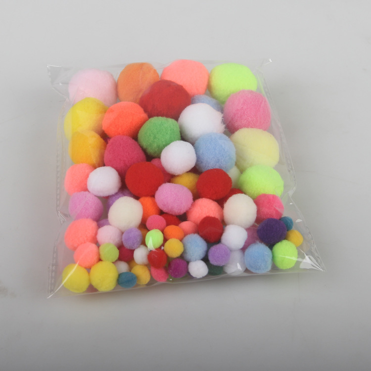 高弹涤纶尼龙儿童手工制作球彩色毛毛球1-3CM100个一包现货产品图
