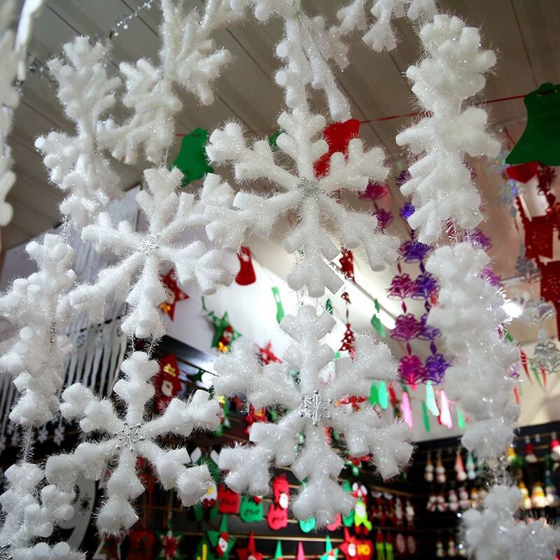 圣诞节装饰品雪花片雪花串立体贴泡沫大圣诞树挂件装饰品布置雪花详情图3
