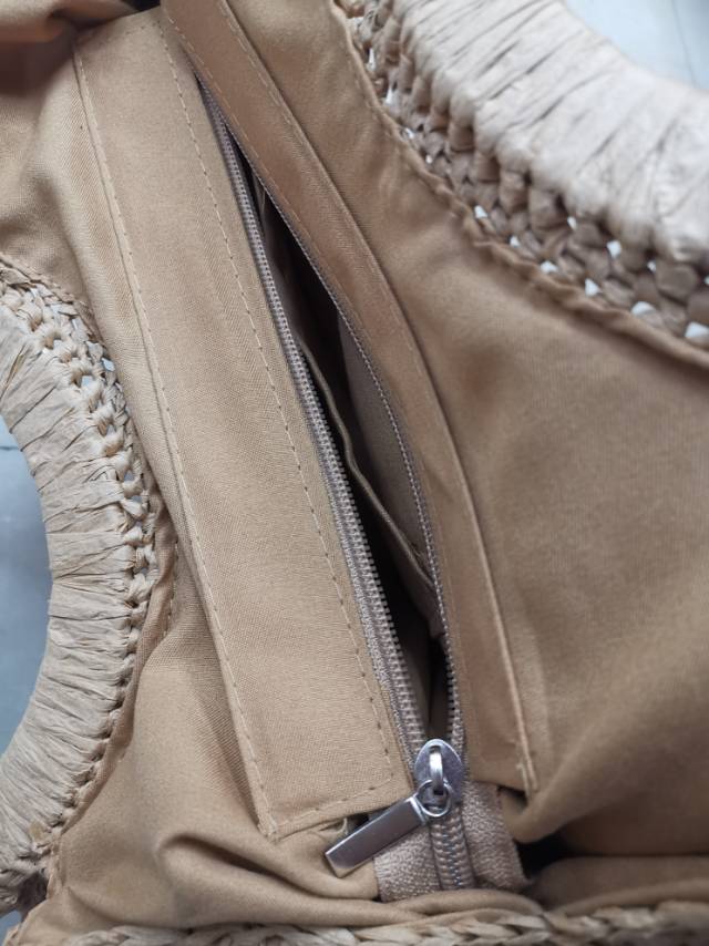 New best-selling retro zipper round straw bag, straw shoulder bag, beach bag and handbag Specification image